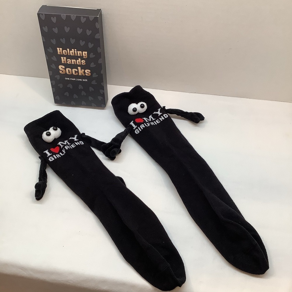 Holding Hands Socks Boyfriend Loves Girlfriend Black Men's Socks Funny NIB